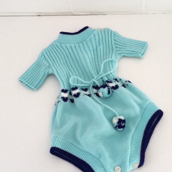 Vintage Short Sleeve Baby boy Sweater Romper Size 6-9 Months - Picture 4 of 6